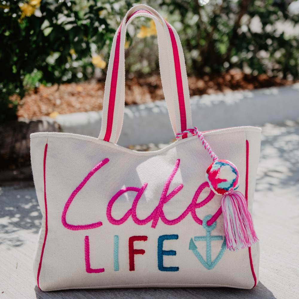 Beach Themed Tote Bags, Fun & Bright Beach Vibes Design, Ultimate Summer Tote Gift for Beach Lovers Tote Bag Lake Life