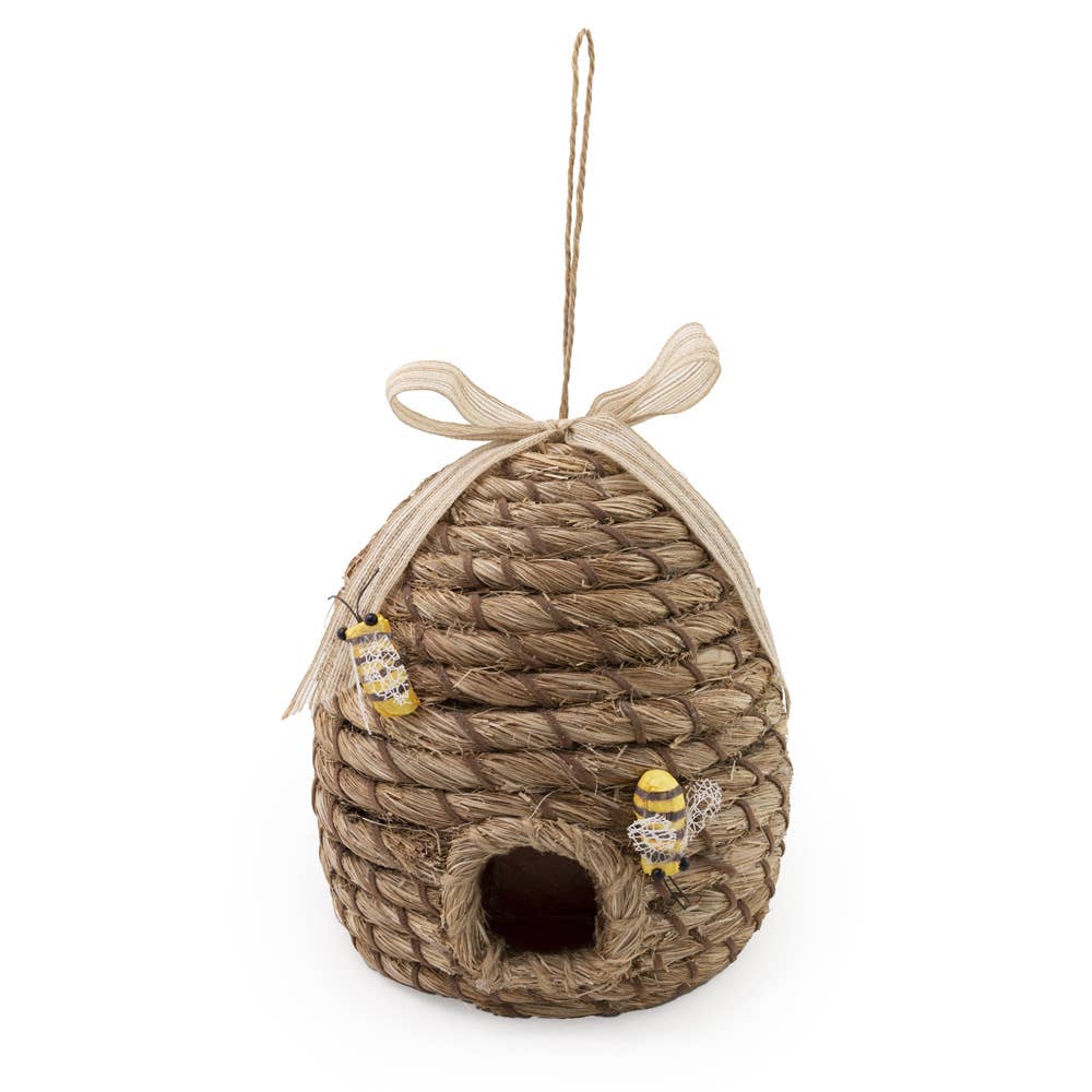 Beehive Birdhouse Hanging Ornament - 8.5" Diameter Unique Garden Decor, Outdoor Hanging Ornament for Bird Lovers & Home Sweet Home