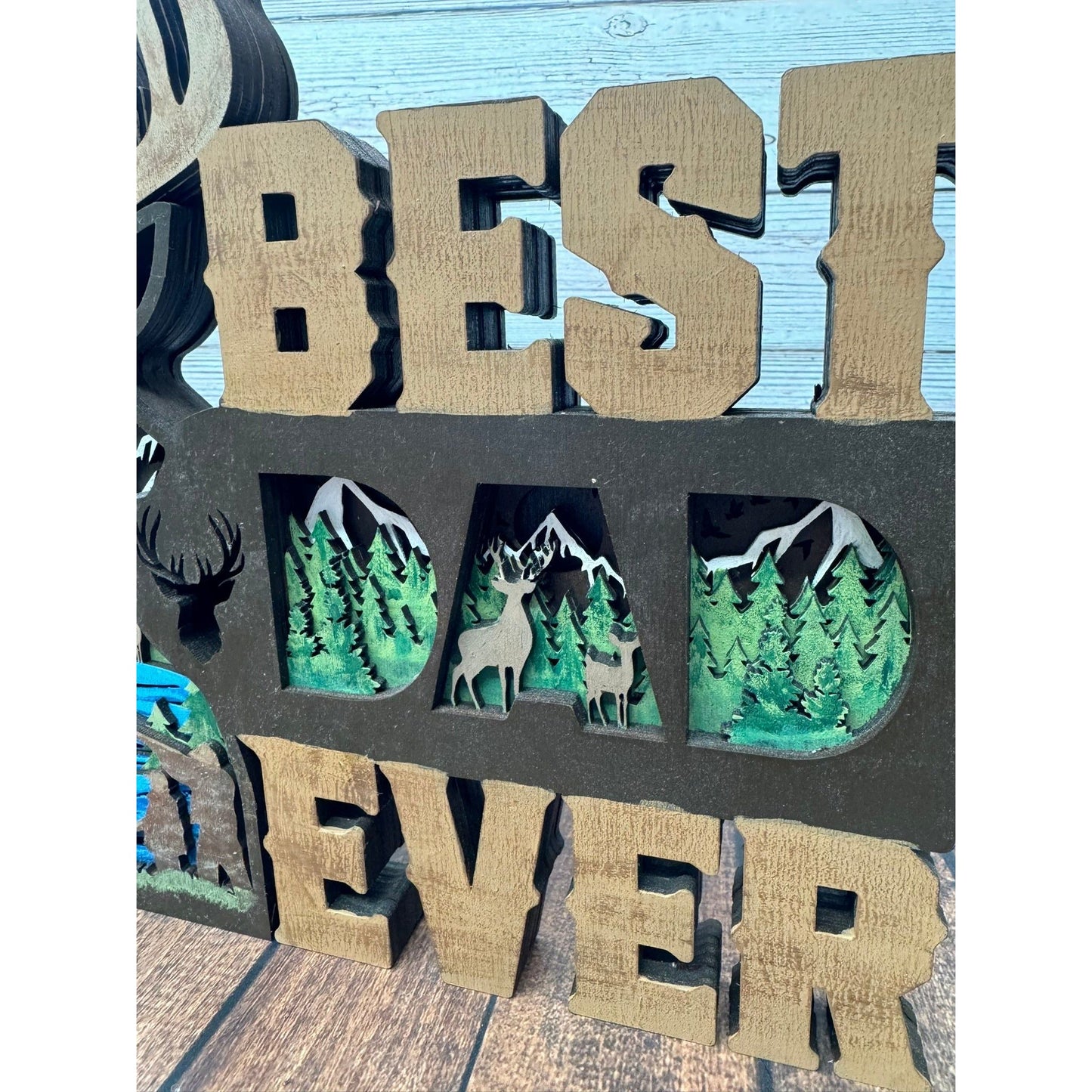 Best Dad Ever Deer 3D Shelf Sitter - Nifty Decor & More