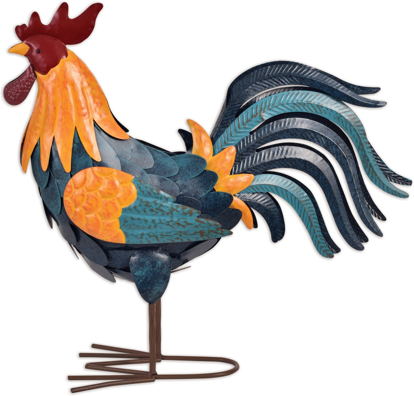 Big T Rooster Metal Rooster Decor | Farmhouse Outdoor Accents for Garden & Patio Outdoor Decor