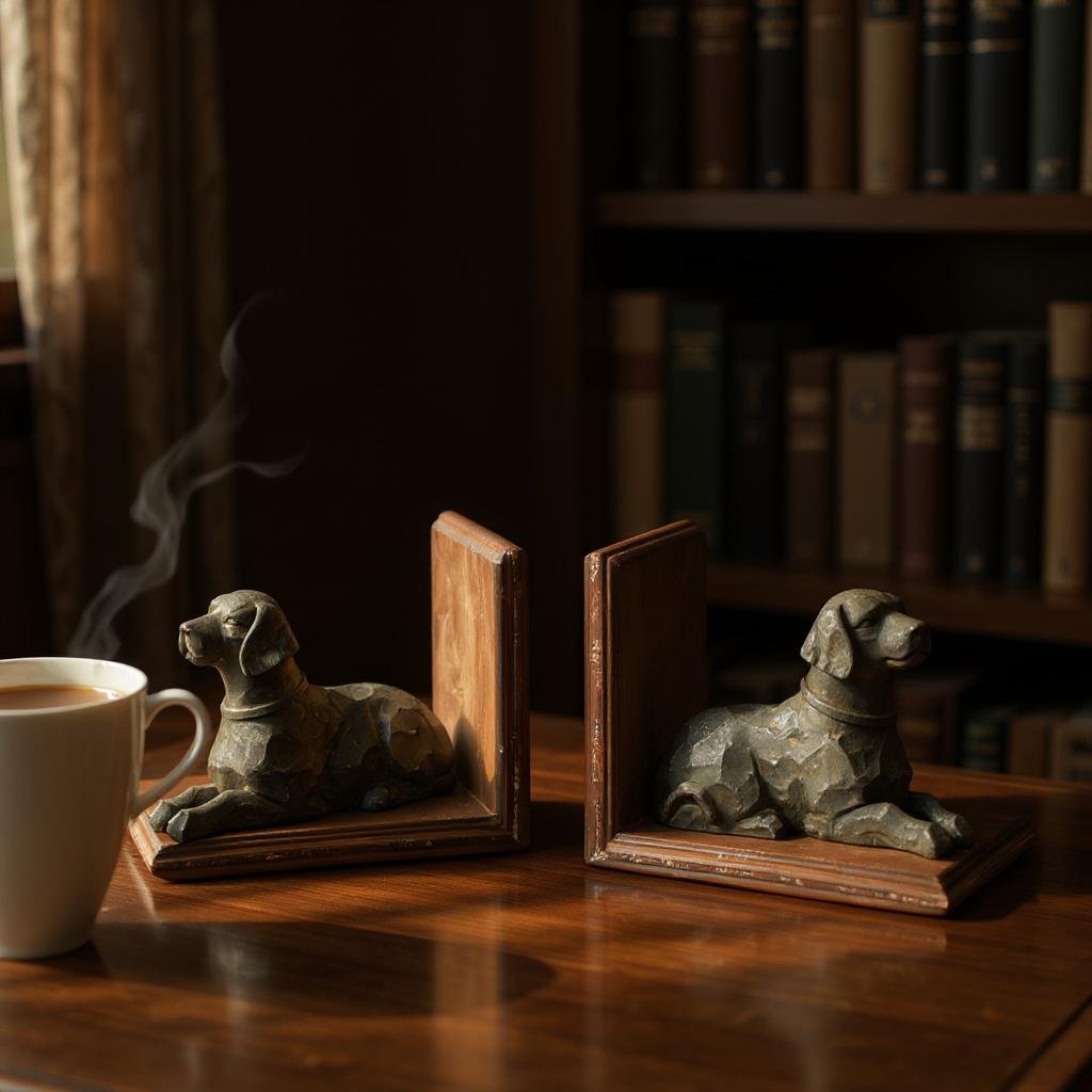 Bird Dog Bookends 5.75" Resin Decorative Home Accent, Stylish Book Organization Gift for Dog Lovers Bookends