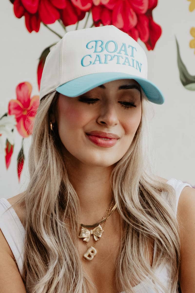 Boat Captain Two-Toned Retro Hat, Chic Girly Summer Accessory, Stylish Sun Protection, Perfect Gift for Beach Lovers Trucker Hats