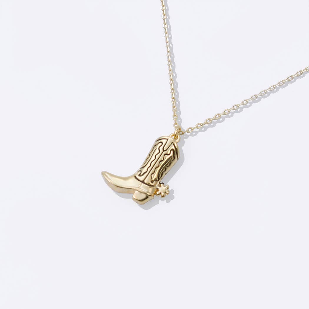 Boot Pendant Gold - Dipped Necklace, Unique Western - Inspired Jewelry, Casual and Formal Accessory, Gift for Women - Nifty Decor & More