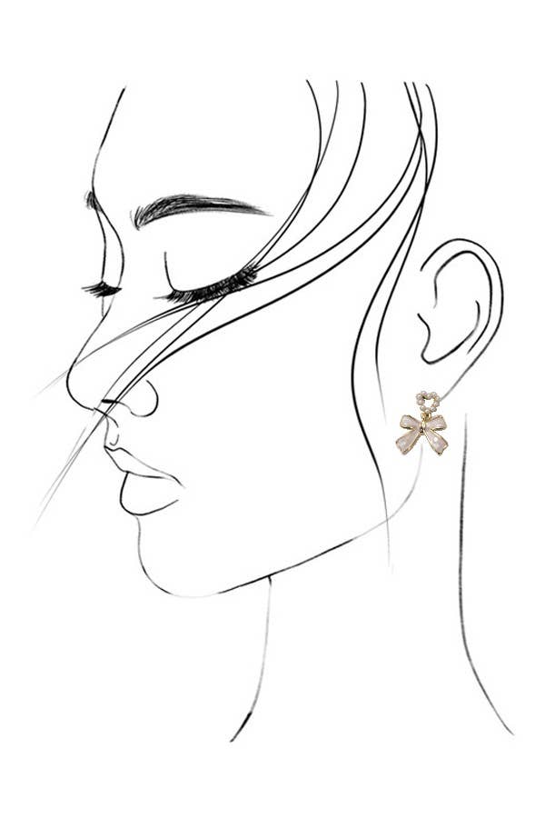 Bow Heart Pearl Drop Earrings, Delicate Statement Accessory for Weddings & Parties, Perfect Gift Jewelry