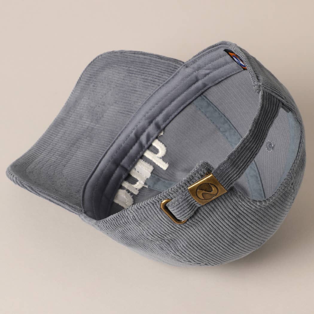 Bruh Lettering Embroidered Corduroy Cap in Blue Grey, Casual Streetwear Hat for Everyday Use, Perfect Mens Gift Men's Cap