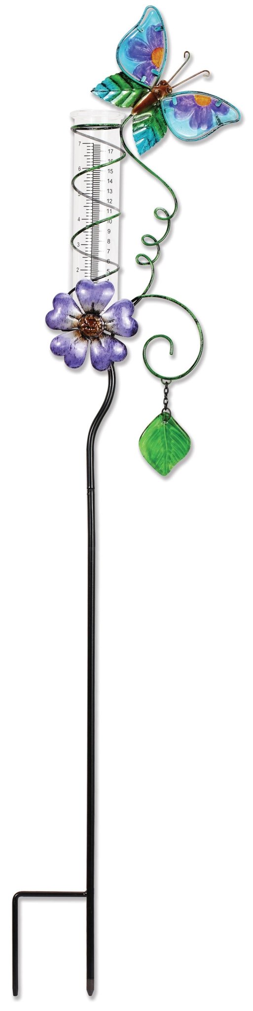 Butterfly Rain Gauge, colorful rain collector for garden decor, practical and pretty outdoor gift