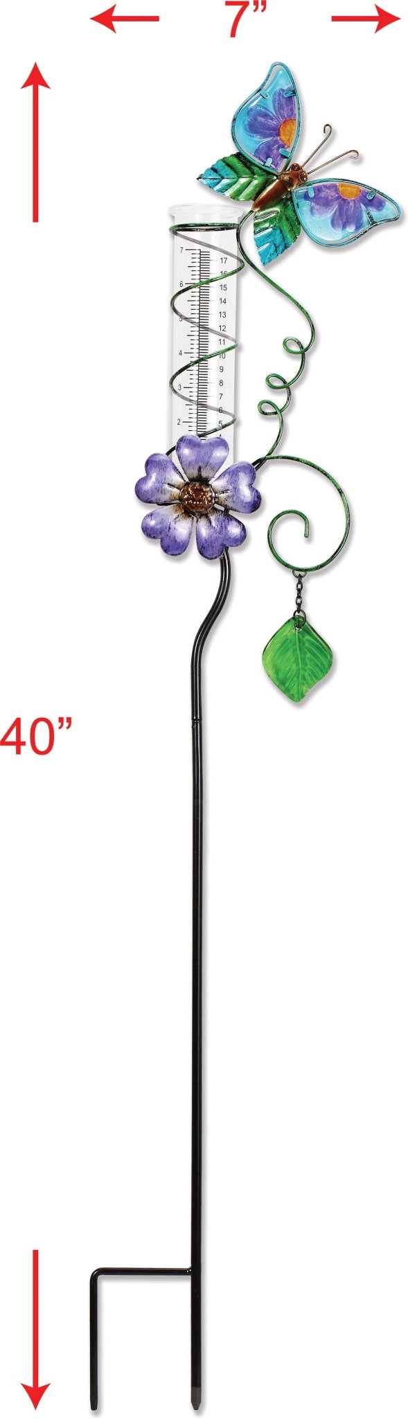 Butterfly Rain Gauge, colorful rain collector for garden decor, practical and pretty outdoor gift