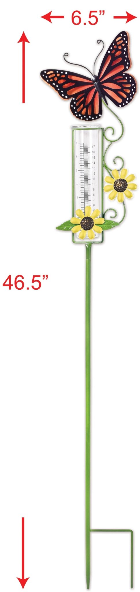 Butterfly Rain Gauge Orange, Decorative Outdoor Rain Collector, Garden Weather Tool, Gift for Nature Lovers