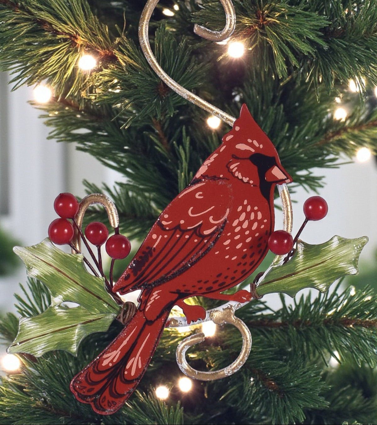 Cardinal-Poinsettia Ornament 5.5" Ornaments & Accents