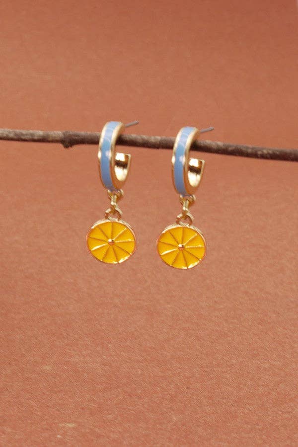 Charm Mini Hoop Huggie Earrings, Trendy Colorful Resin Hoops for Everyday Chic, Perfect Gift for Her Hoop Earrings LEMON