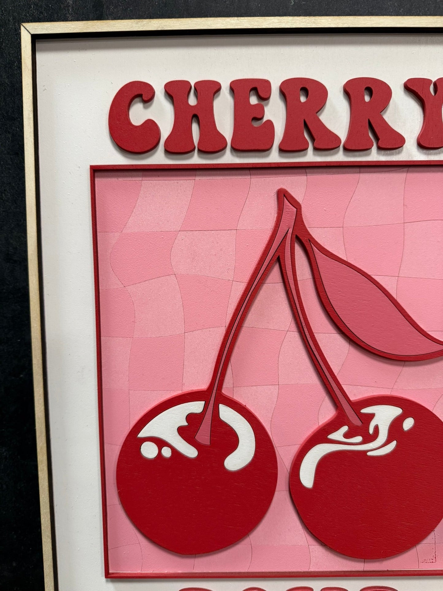 Cherry Bomb Wall Decor, Playful Checkered Cherry Design, Perfect for Girly Spaces, Ideal Gift for Home Enthusiasts - Nifty Decor & More