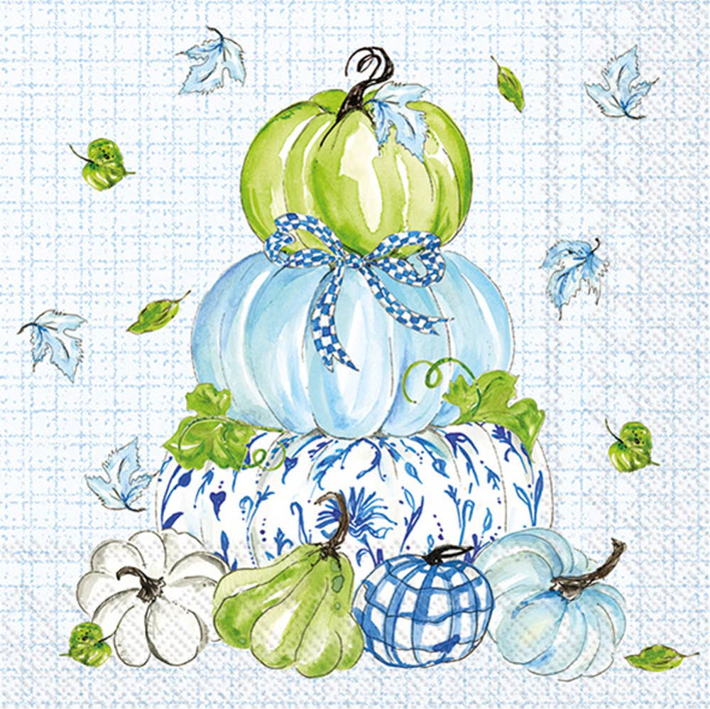 Chinoiserie Stacked Pumpkins Fall Paper Cocktail Napkin 20Ct