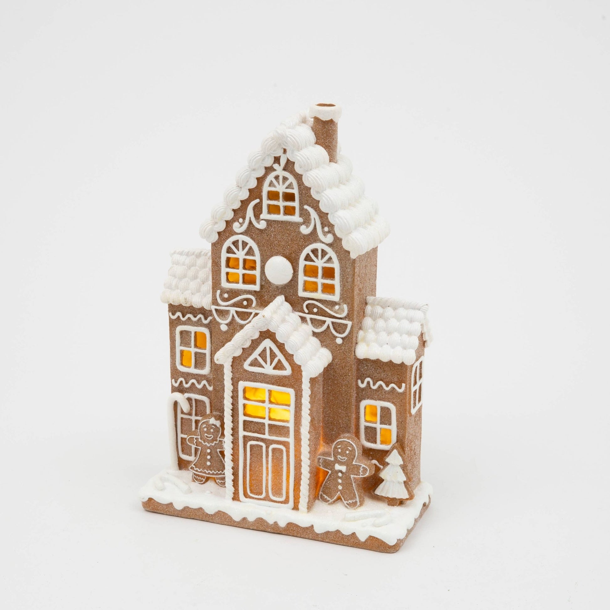 Christmas 11.8"H B/O Lighted Resin Holiday Gingerbread House Christmas Collectible