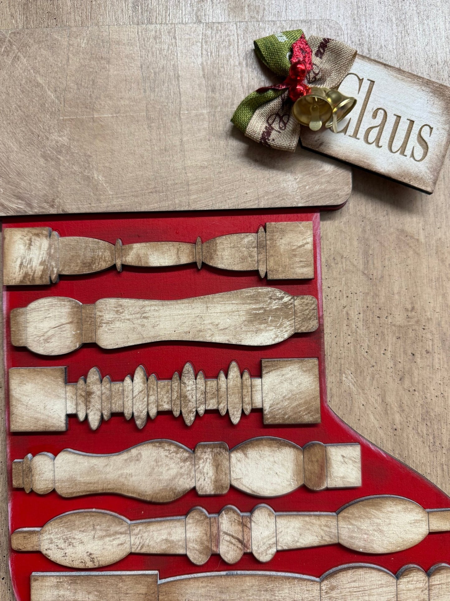 Christmas Stocking Spindle Picture Holiday Decoration