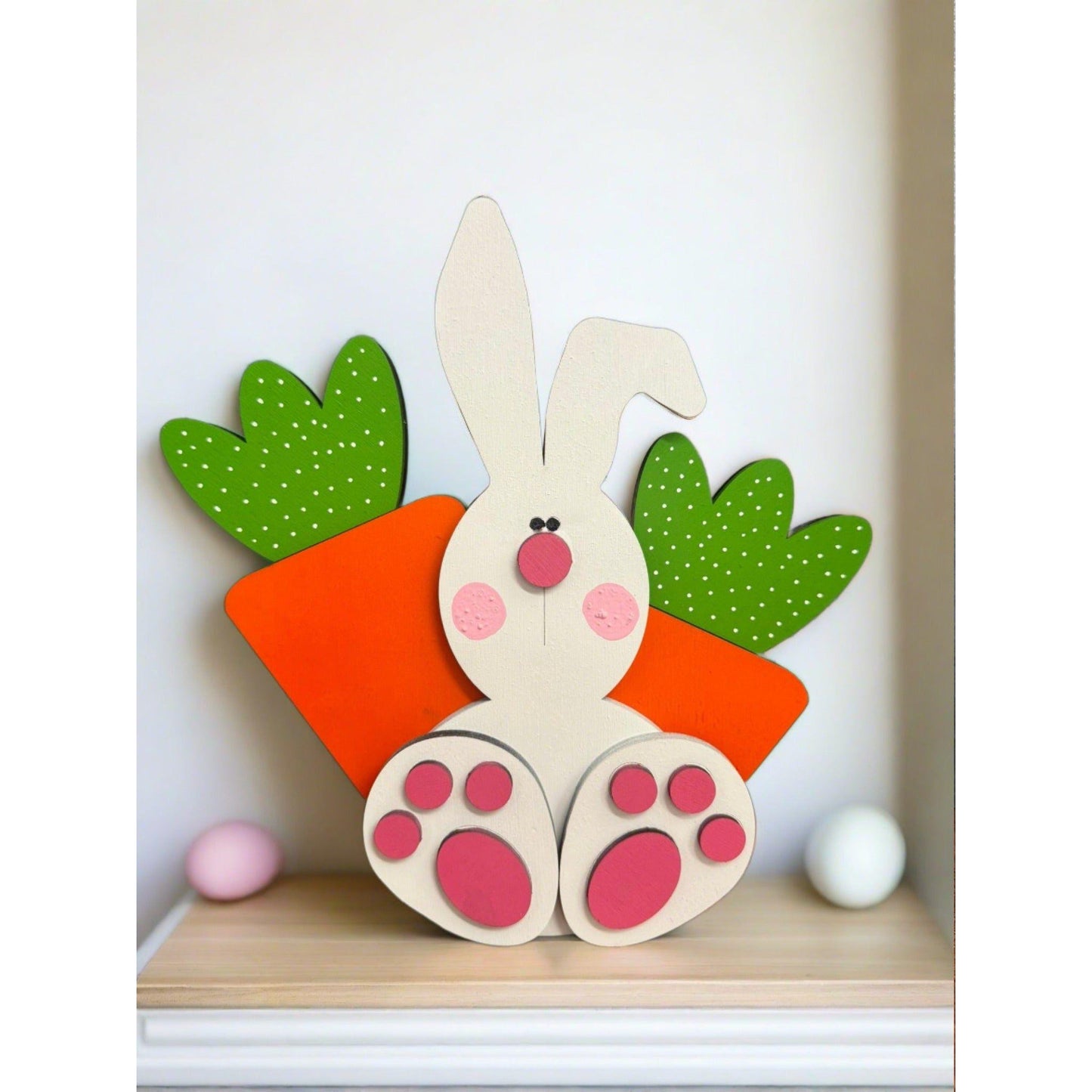Chunky Bunny Handmade Shelf Sitter Rustic Easter Decor Cute Spring Bunny Figurine for Tiered Trays - Nifty Decor & More