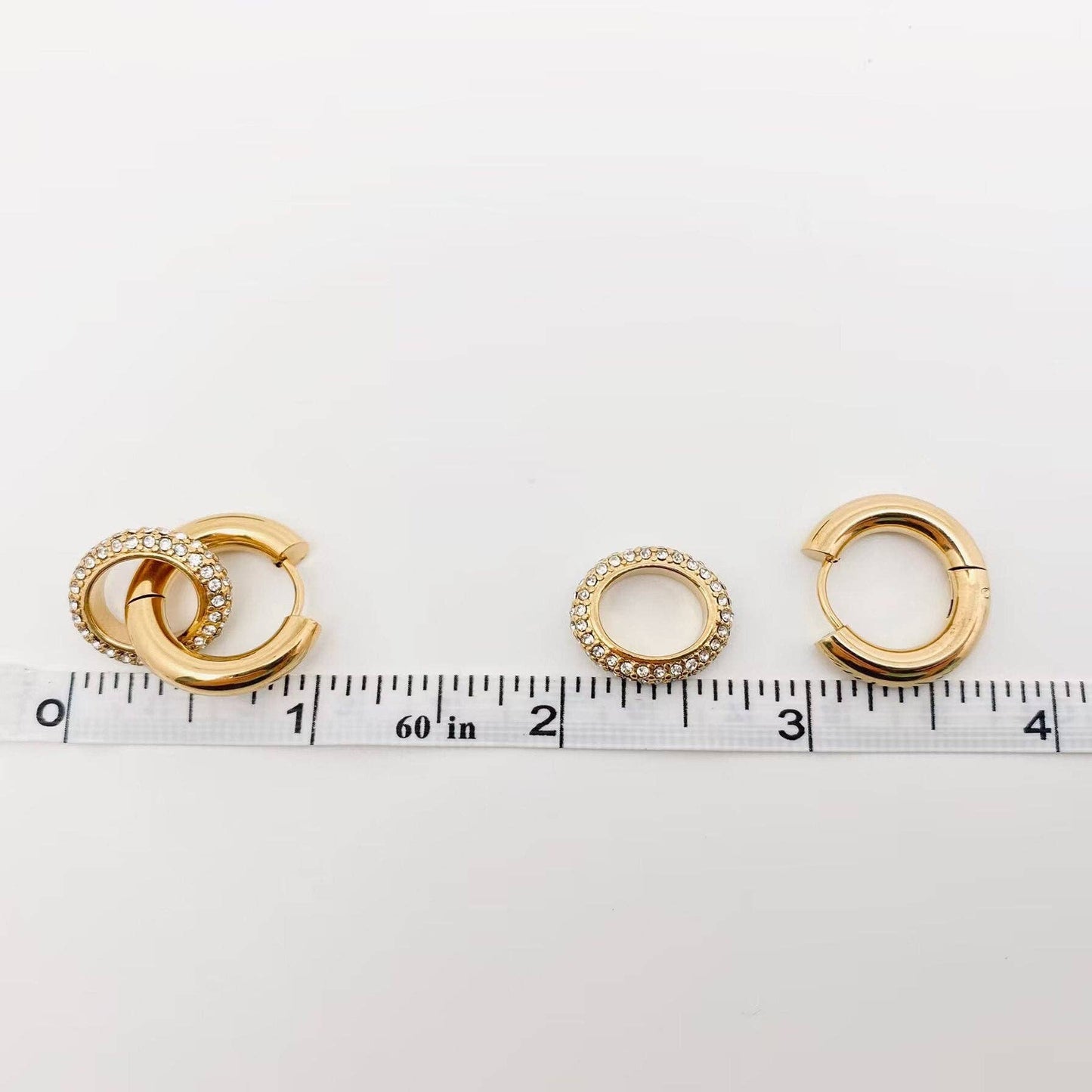 Circular Huggie Earrings 18K Gold Plated with CZ Inlay, Dazzling Statement Jewelry for Women, Chic Gift Idea