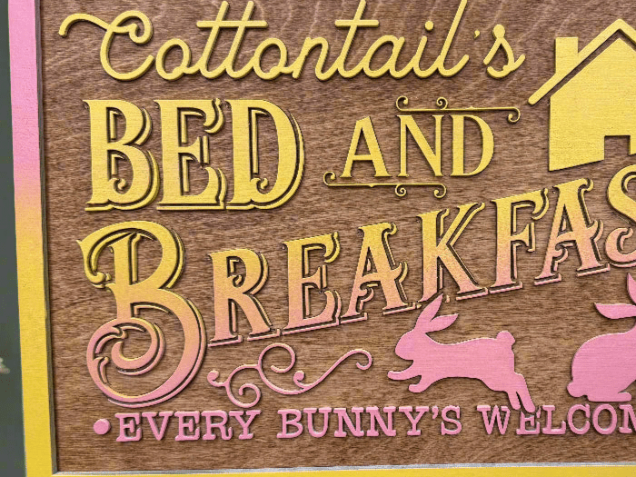 Cottontail’s Bed and Breakfast Sign | Easter Spring Decor | Rustic Bunny Wall Art for Home & Garden