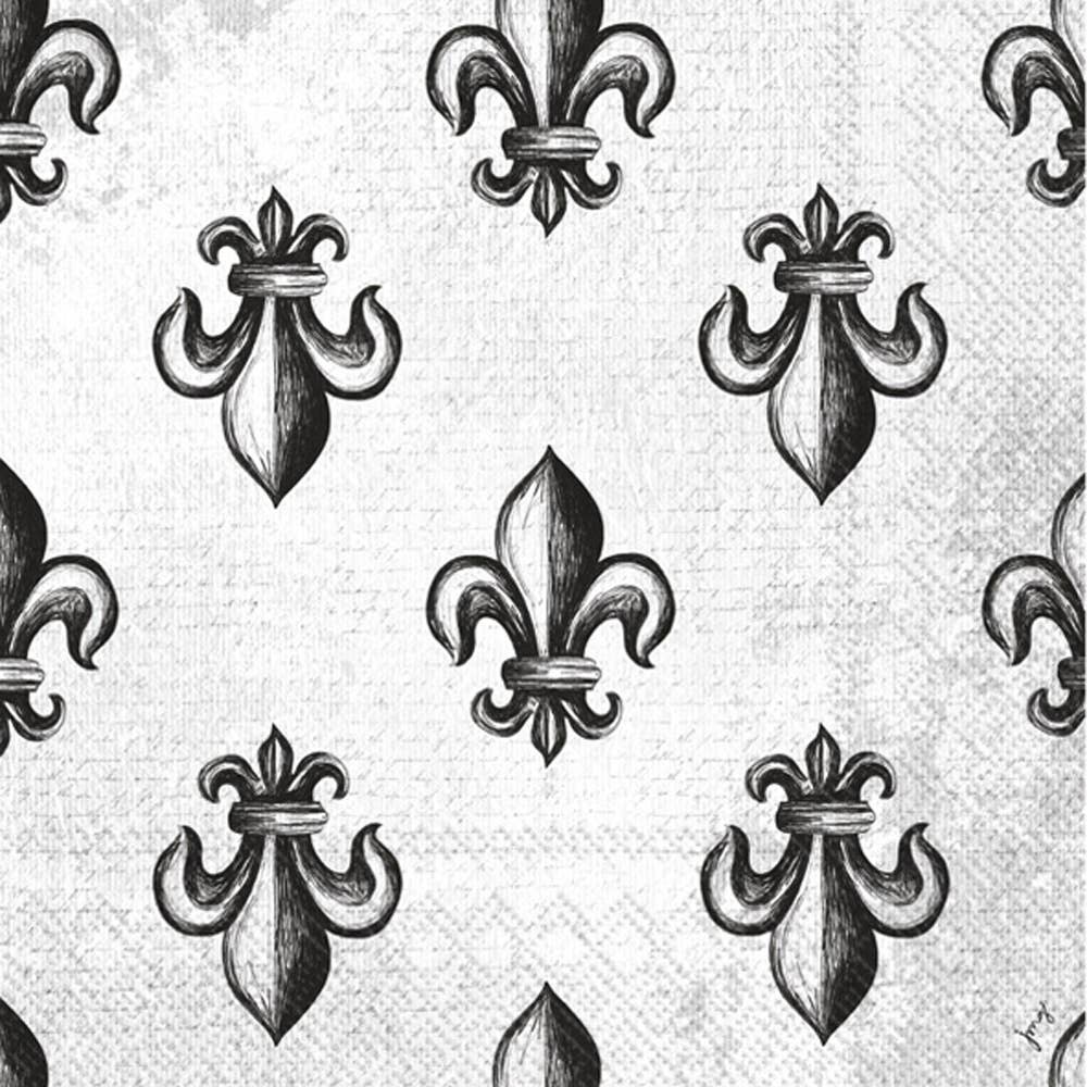 Croquis Fleur De Lis Paper Lunch Napkins, Elegant 20 Count for Stylish Meals, Chic Party Gift Cocktail Napkins