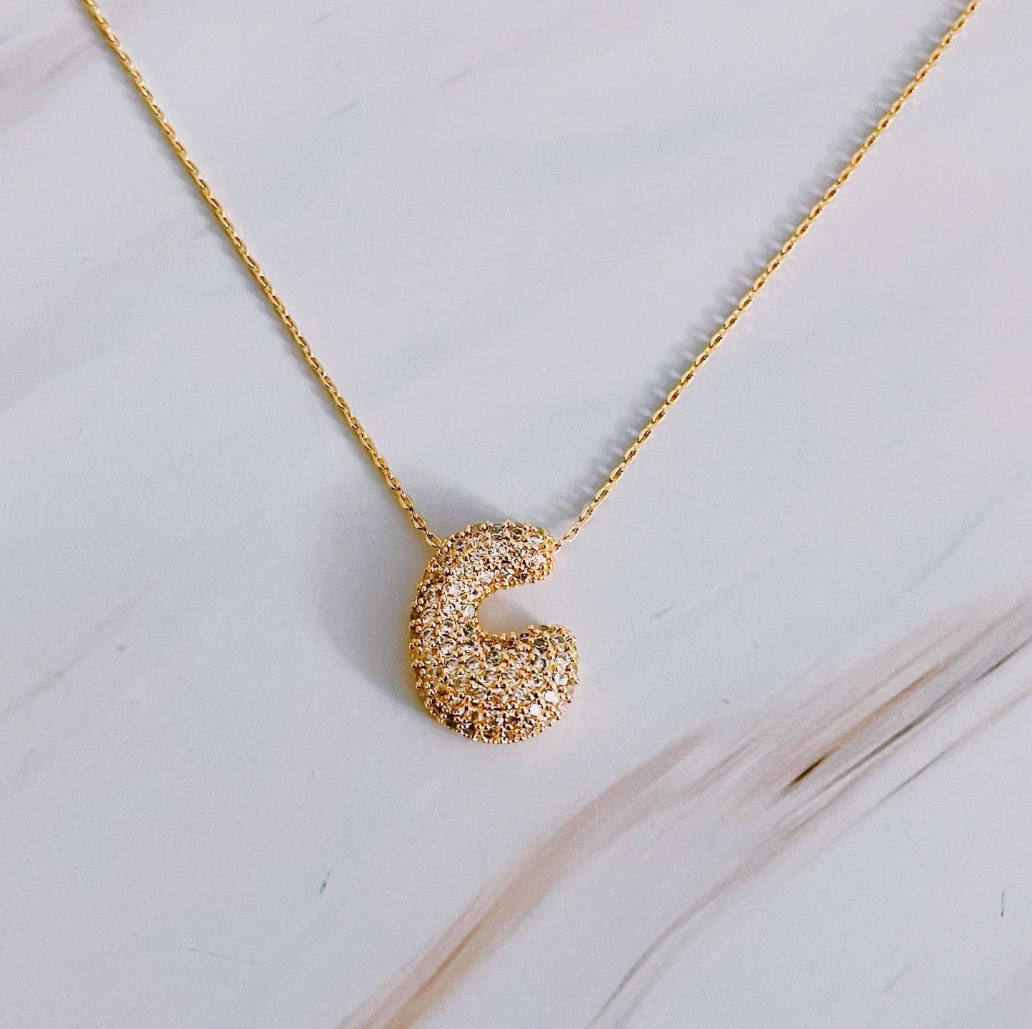 Crystal Bubble Initial Necklace, Sparkling Preppy Charm Necklace, Trendy Accessory for Women, Gift Idea - Nifty Decor & More