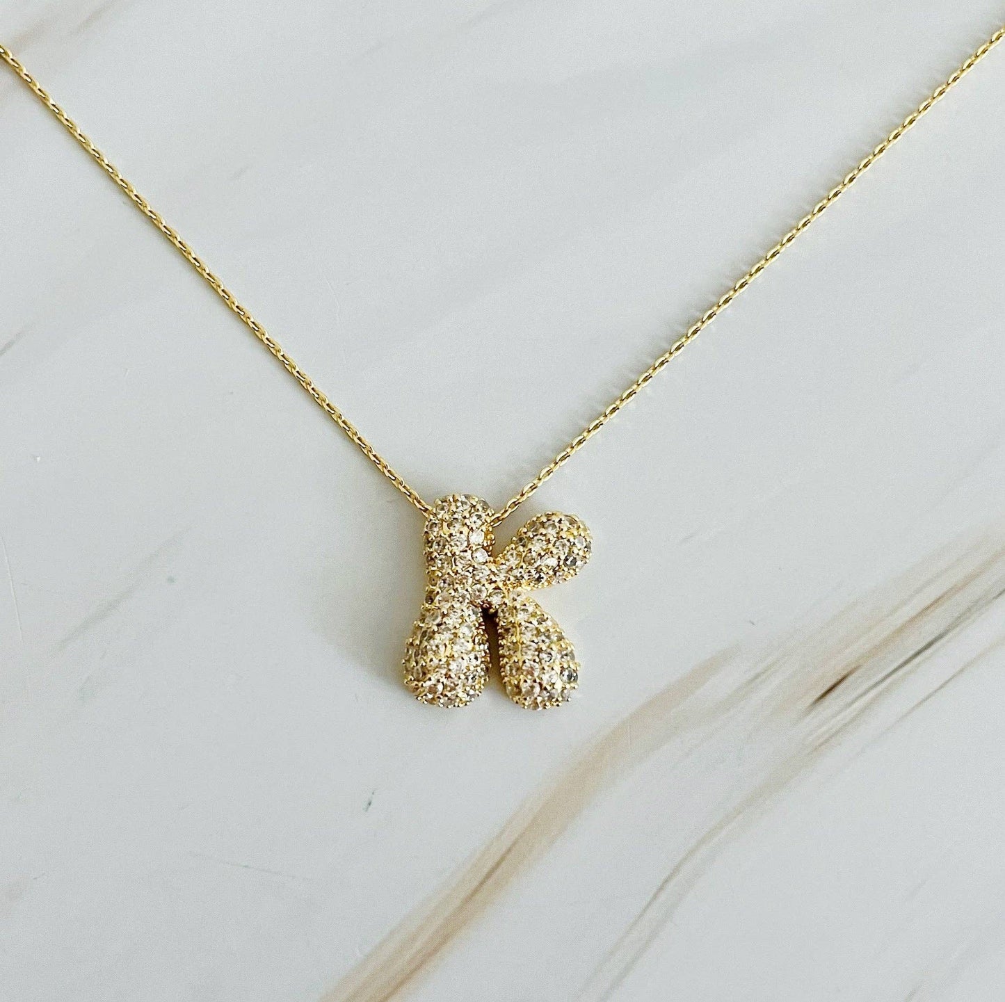 Crystal Bubble Initial Necklace, Sparkling Preppy Charm Necklace, Trendy Accessory for Women, Gift Idea - Nifty Decor & More