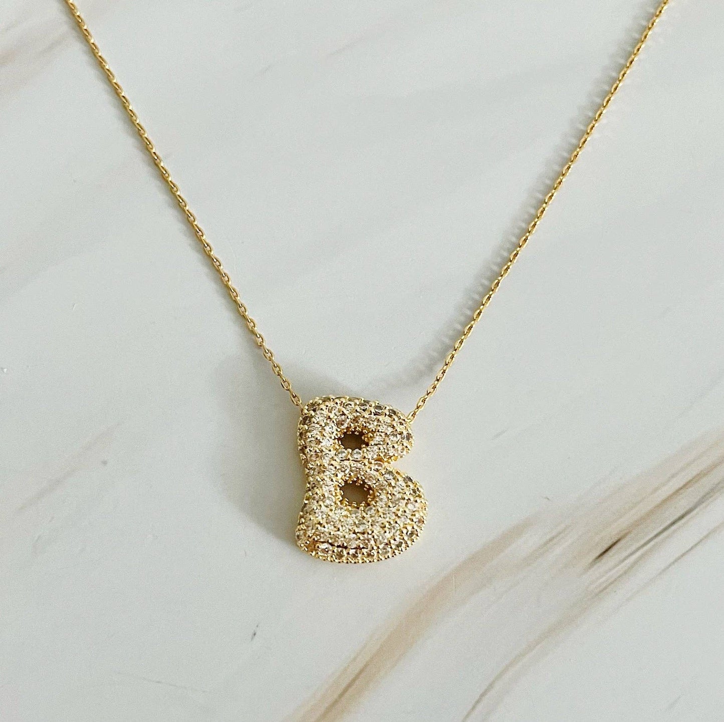 Crystal Bubble Initial Necklace, Sparkling Preppy Charm Necklace, Trendy Accessory for Women, Gift Idea - Nifty Decor & More