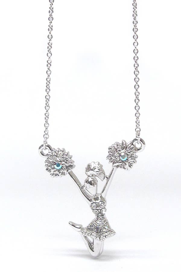 Crystal Cheerleader Pendant Necklace Cheerleader Pendant Necklace