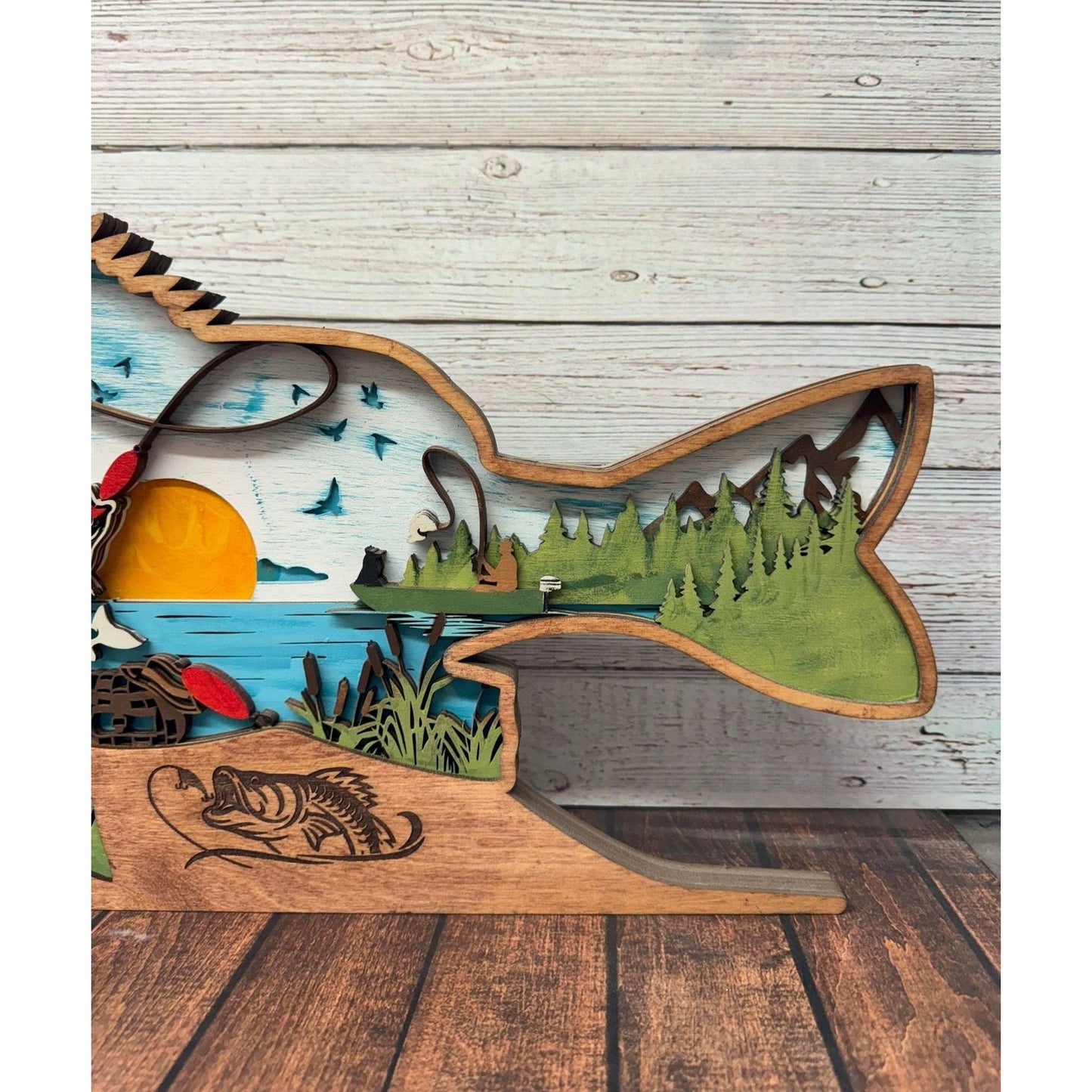 Dad and Son Fishing Scene 3D Shelf Sitter - Nifty Decor & More