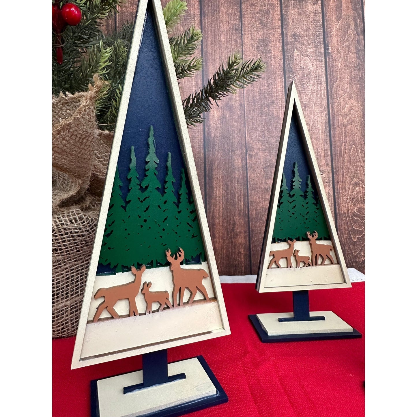 Deer Family Trees Christmas Shelf Sitter