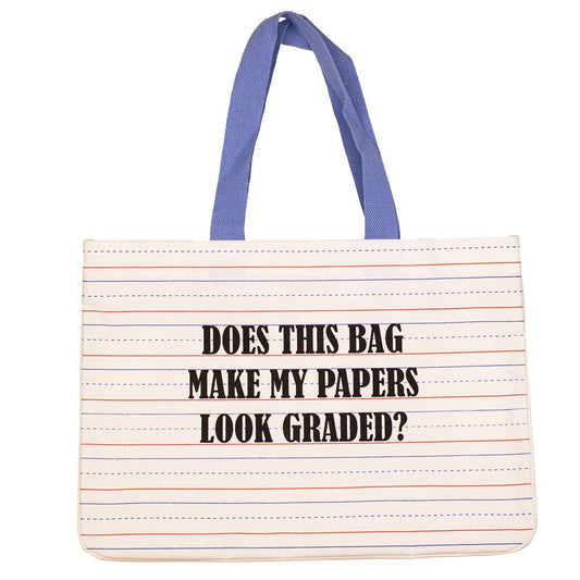 Do My Papers Look Graded Tote – Playful White Red Blue Canvas Bag for Teachers to Tote Graded Assignments – Teacher Appreciation Gift Teacher Accessories