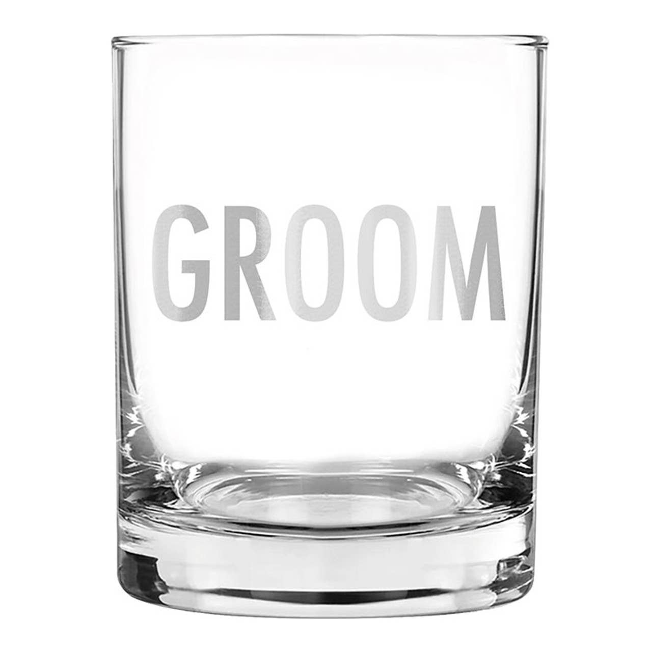 DOF Glass Rocks Tumblers Groom