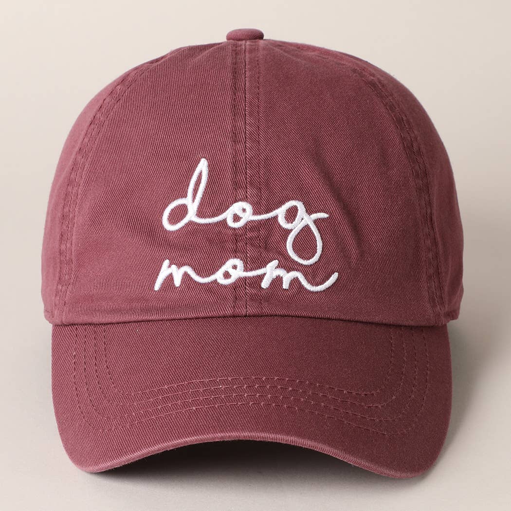 Dog Mom Baseball Cap, Embroidered Lettering Cotton Hat, Perfect for Proud Pup Parents, Fun Gift for Dog Lovers Hats PLUM