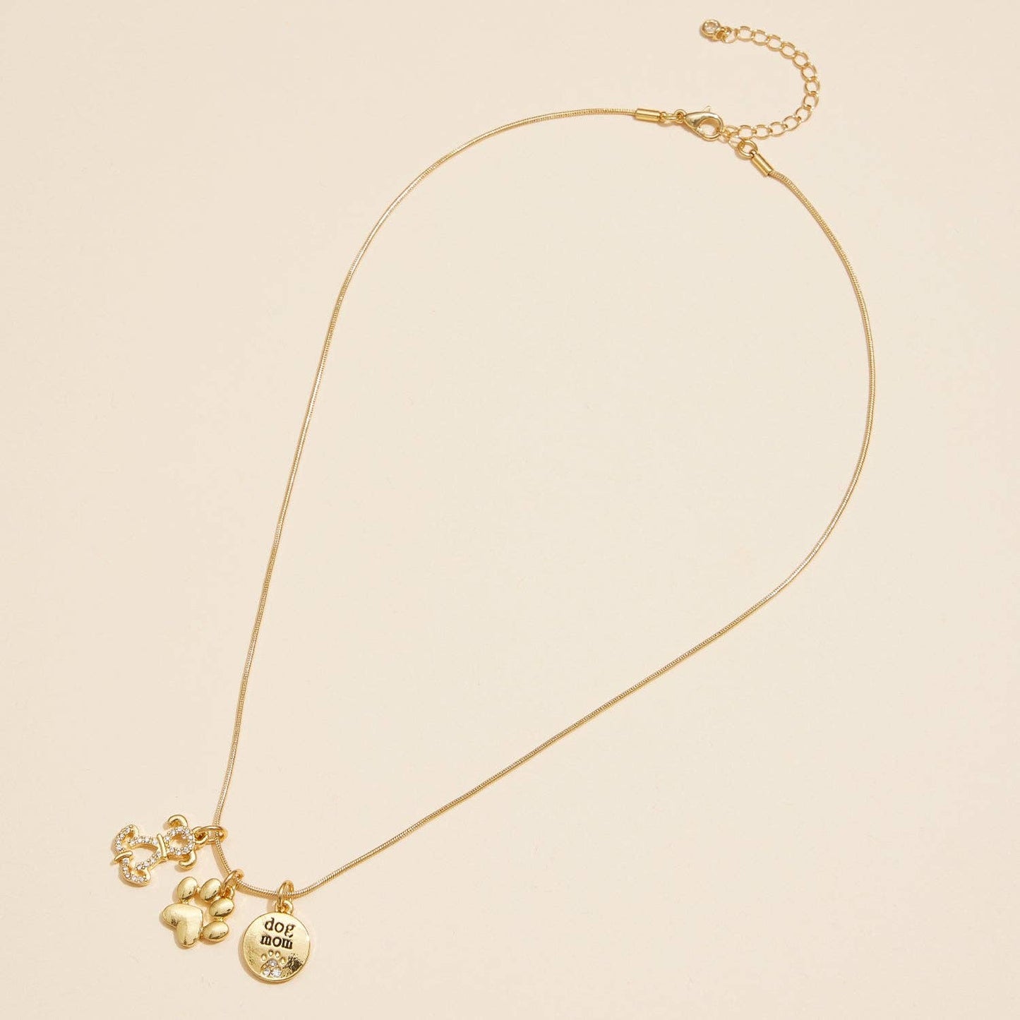 Dog Mom Charm Necklace Gold Dipped 18K, Delicate Animal Lover Jewelry, Gift for Dog Mom Birthday charm necklace