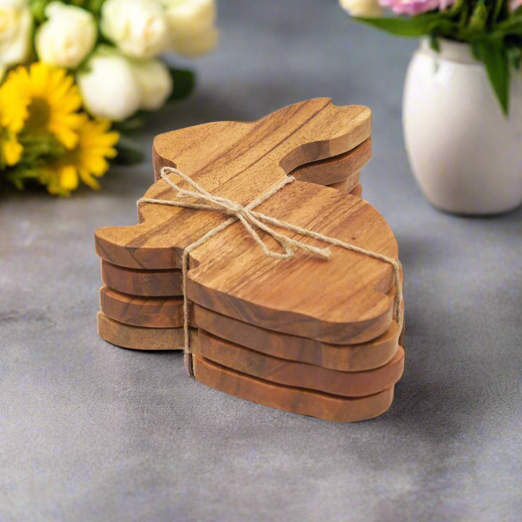 Easter Bunny Coasters Set of 4 - Cute Wood Drink Coasters, Spring Decor, Adorable Gift for Easter & Home - Nifty Decor & More
