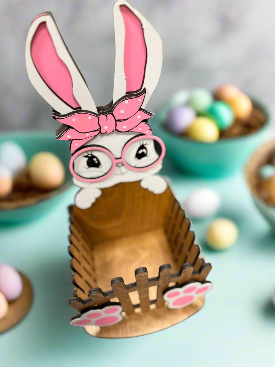 Easter Bunny Gift Basket - Cute Easter Basket for Kids, Fill with Candy & Toys, Perfect for Spring Celebrations