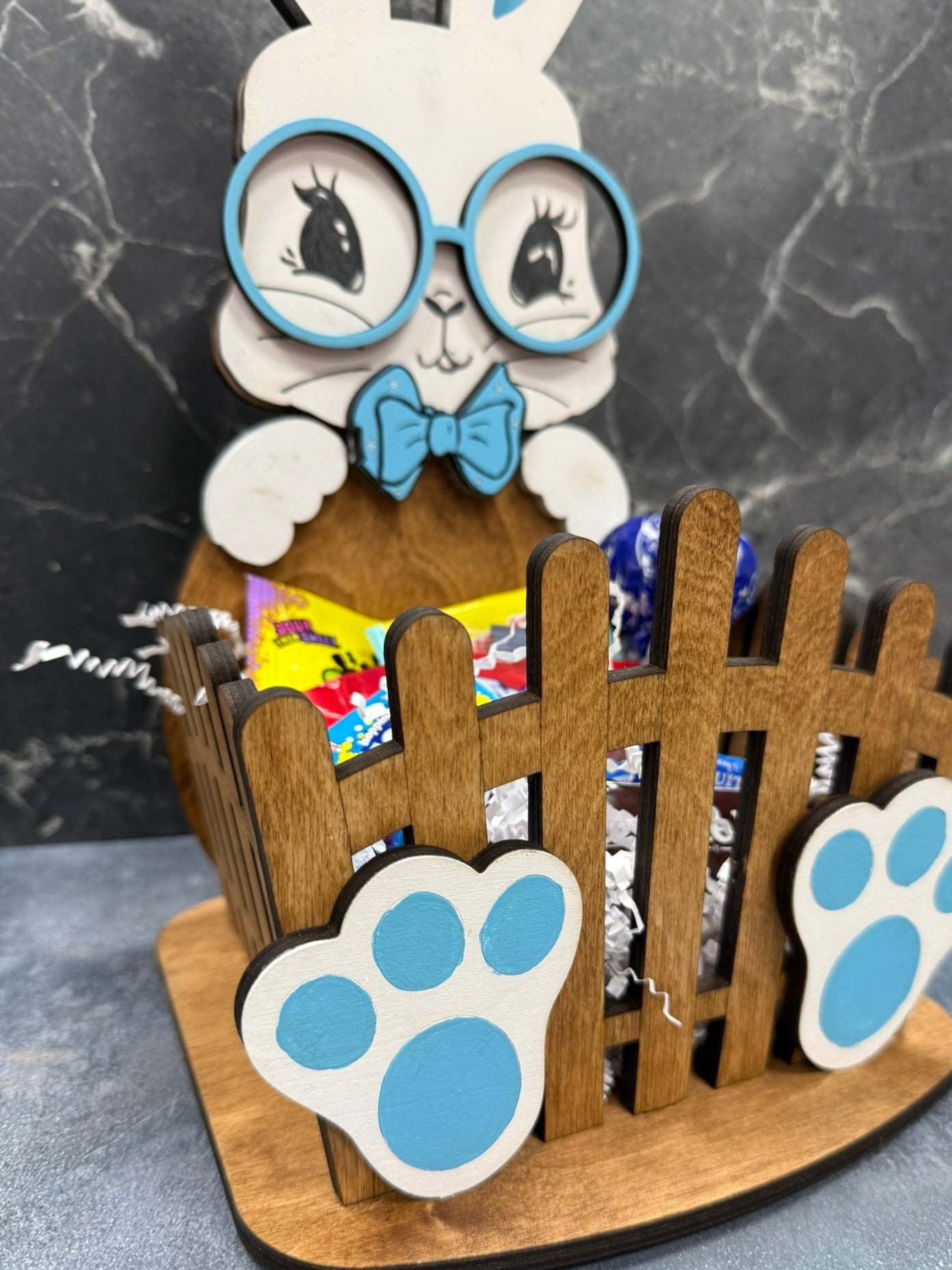 Easter Bunny Gift Basket - Cute Easter Basket for Kids, Fill with Candy & Toys, Perfect for Spring Celebrations Blue