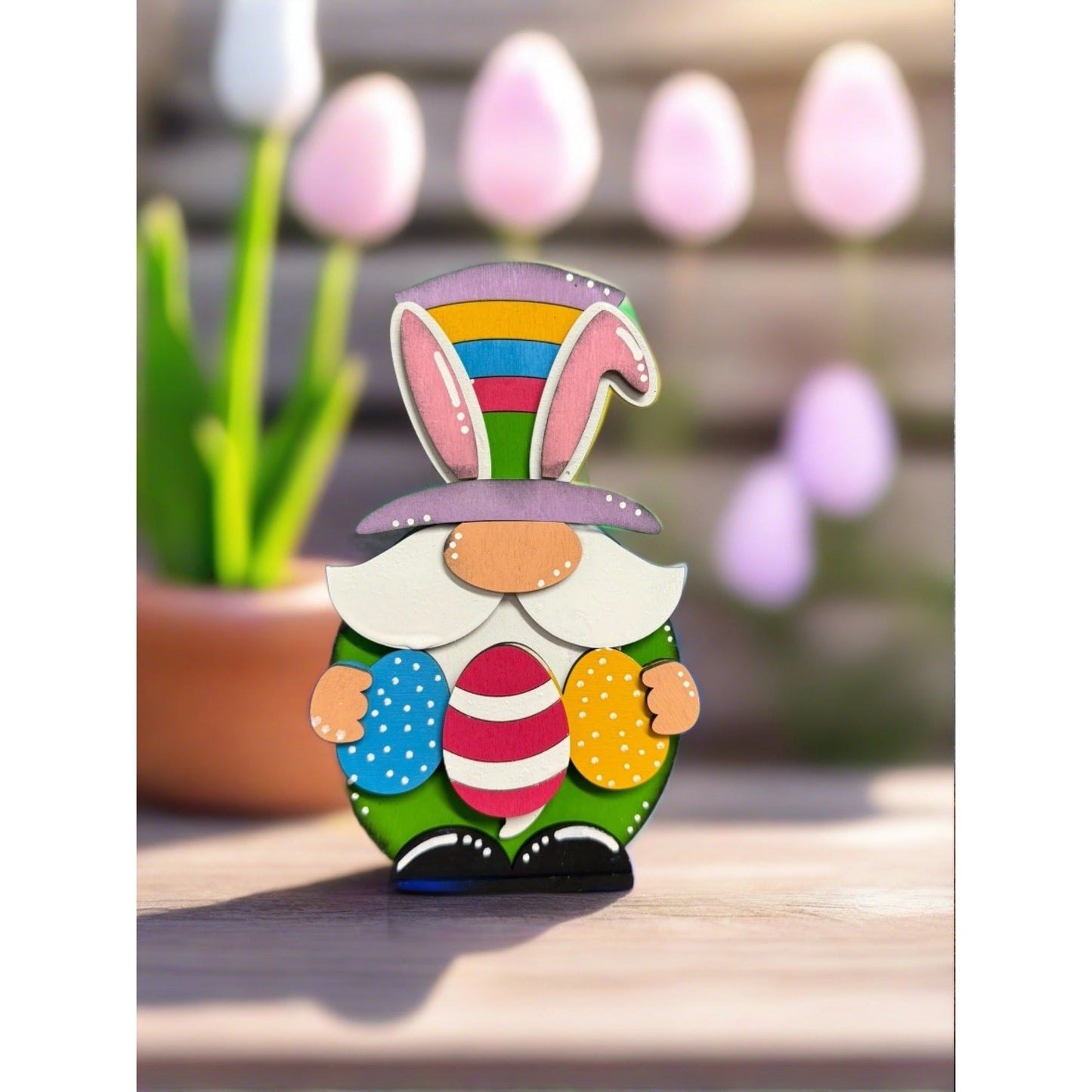 Easter Egg Bunny Gnome - Colorful Spring Decor, Cute Holiday Tabletop Decoration, Festive Easter Accent for Home & Garden - Nifty Decor & More