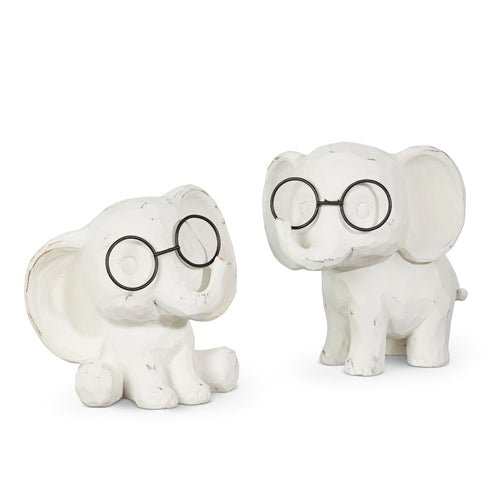 Elephant with Glasses - RAZ - 6.25" Cute Resin Statue | Farmhouse Spring Decor | Adorable Home Accent for Animal Lovers animal figurine