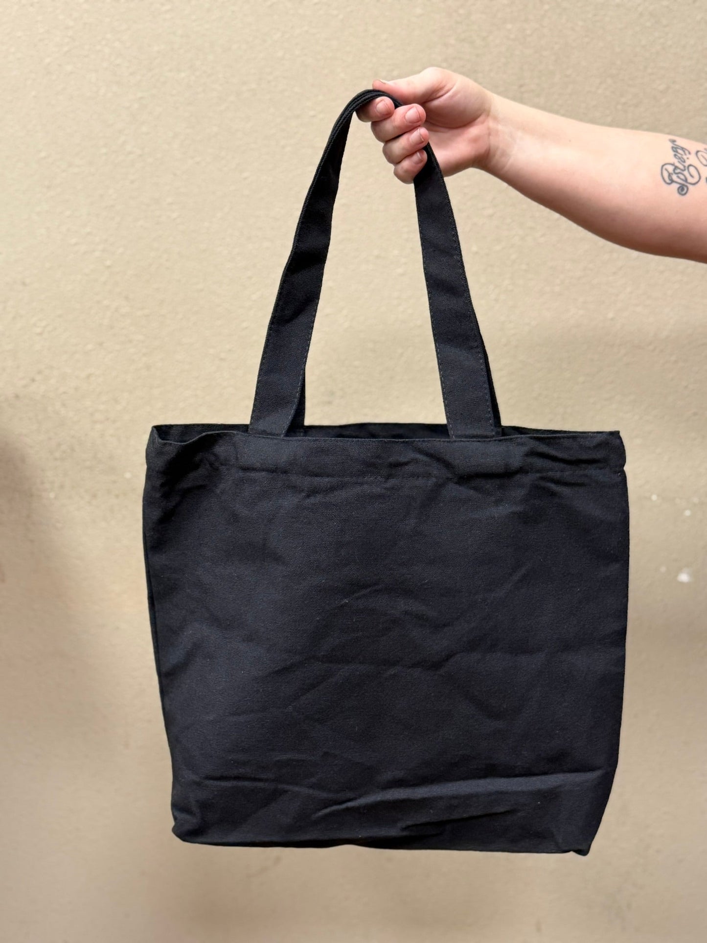 Embroidered Black Tote