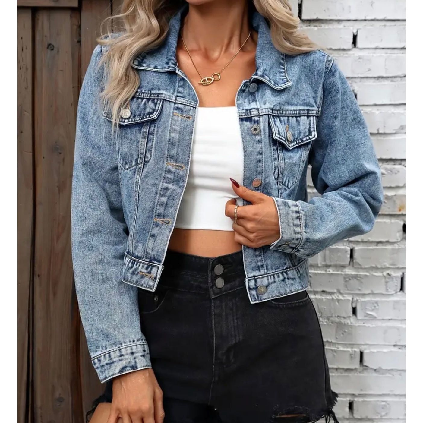 Embroidered Rooster Denim Jacket denim jacket XS Blue