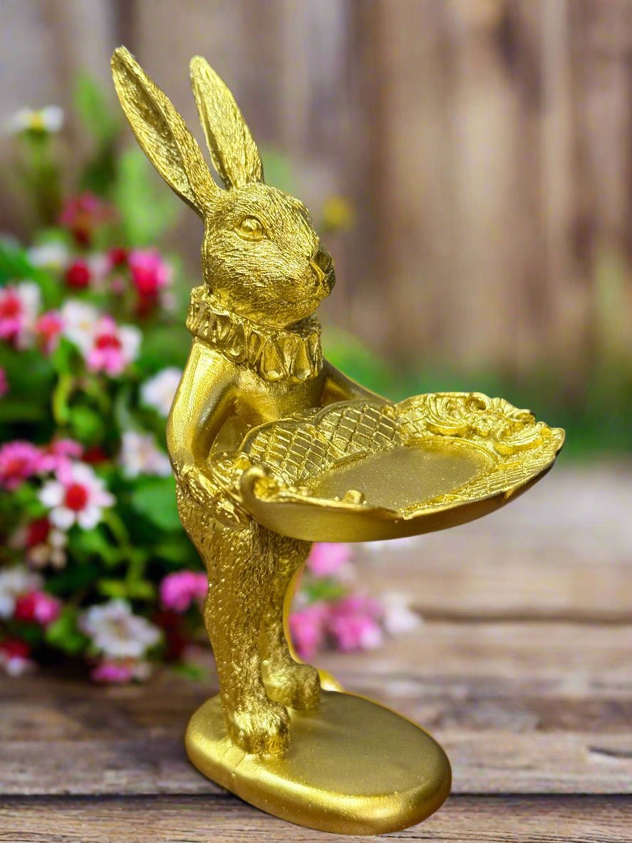 European Retro Rabbit Figurine, Vintage Resin Bunny Art Decor, Collectible Animal Sculpture for Home & Garden table decor Standing
