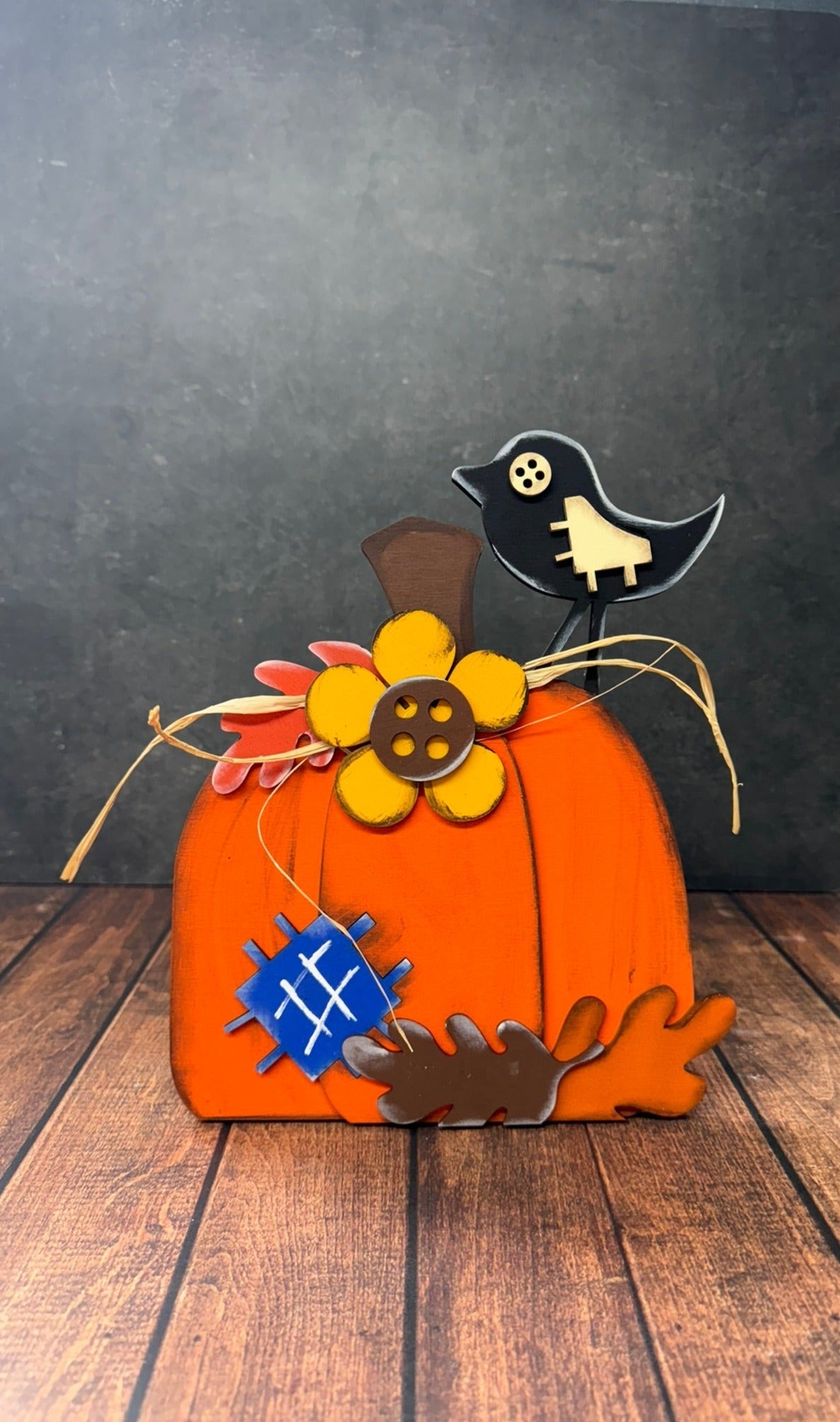Fall Pumpkin Sunflowers & Crows Medium Pumpkin Crow