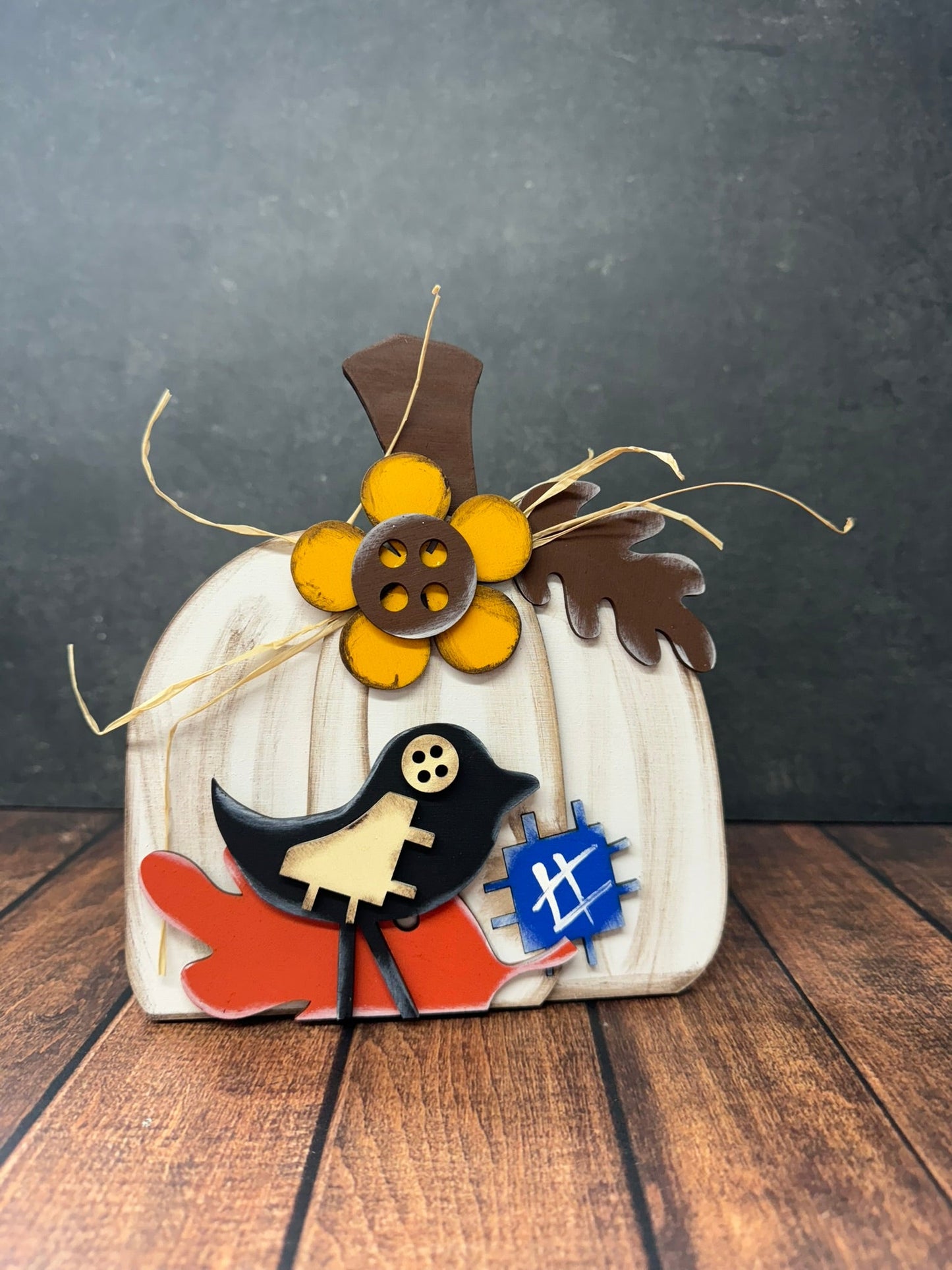 Fall Pumpkin Sunflowers & Crows Small Pumpkin Crow