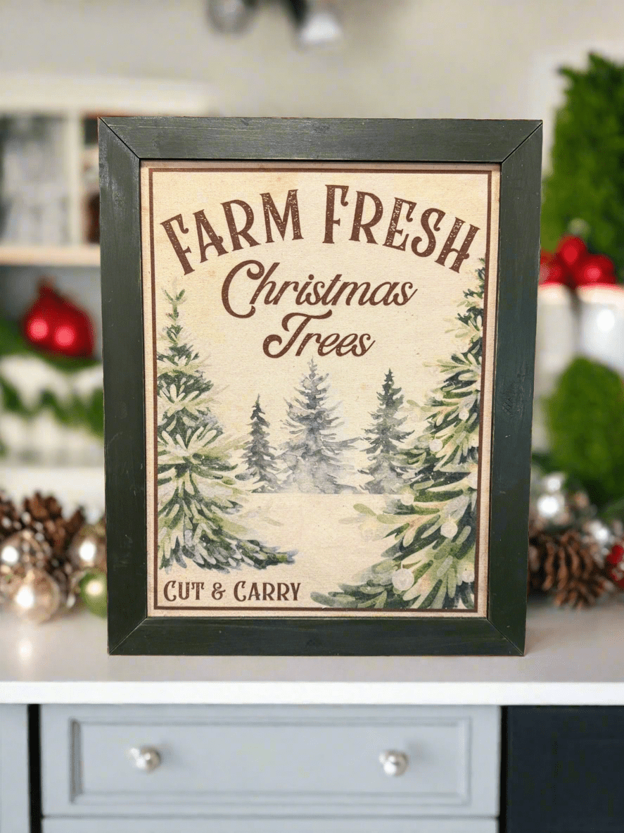 Farm Fresh Christmas Trees Framed Hanger - Nifty Decor & More