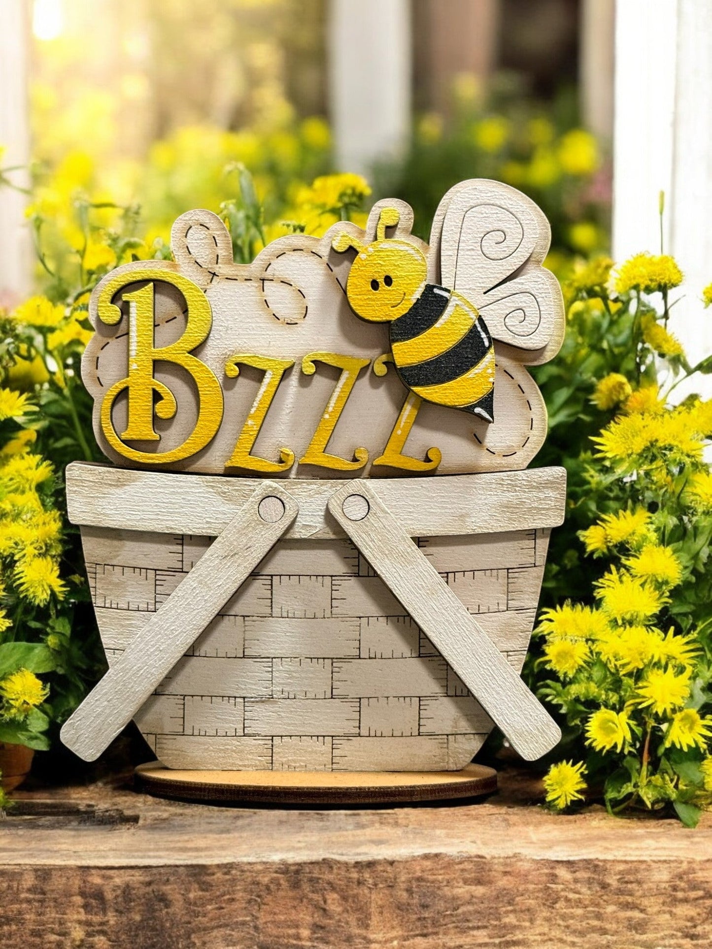 Farm Fresh Honey Weave Basket, Cute Bumble Bee Decor Shelf Sitter for Springtime Charm, Great Gift for Nature Enthusiasts