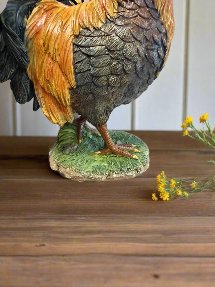 Farmhouse Rooster Figurine - Rustic Farmhouse Decor, Kitchen Accent Piece & Country Style Home Accessory