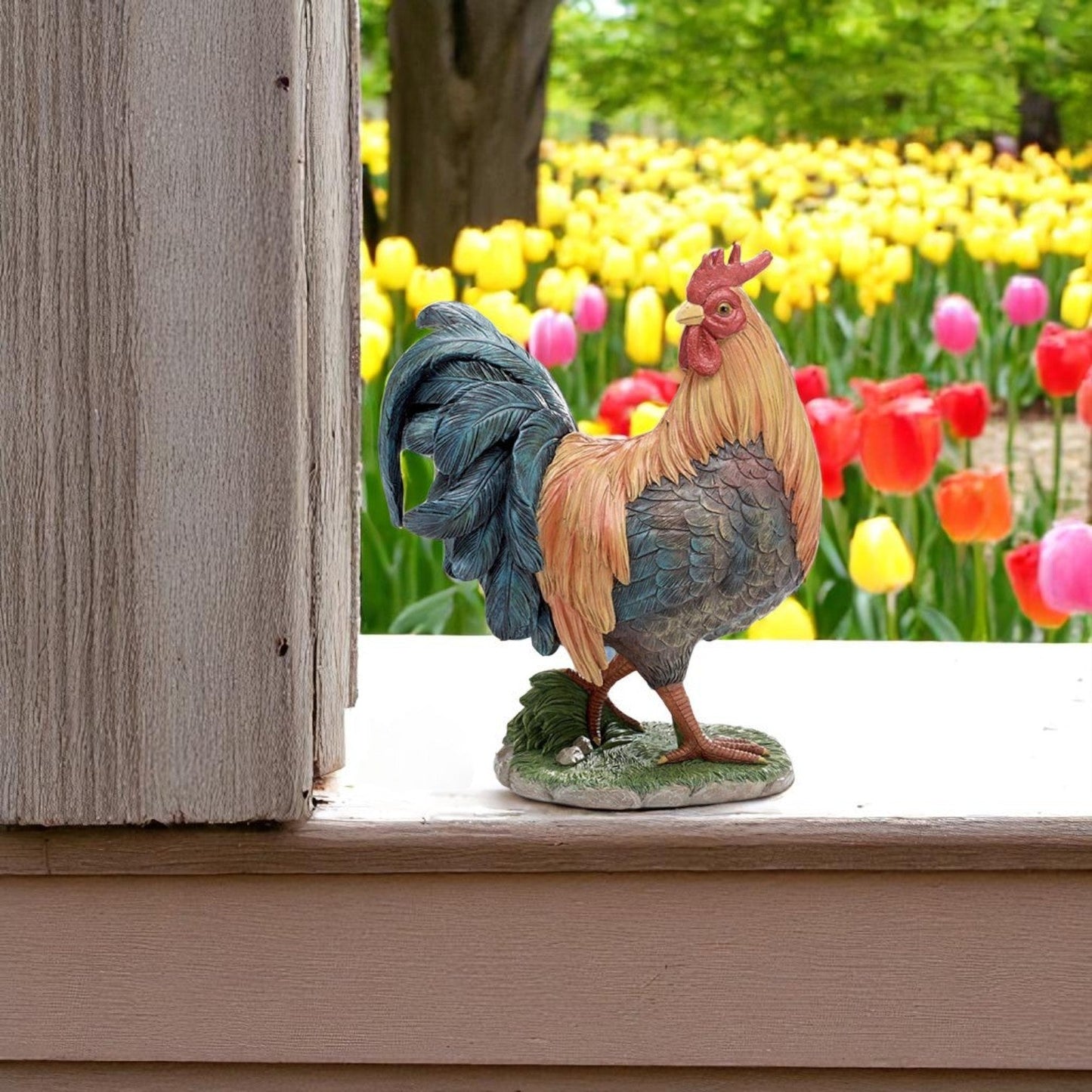 Farmhouse Rooster Figurine - Rustic Farmhouse Decor, Kitchen Accent Piece & Country Style Home Accessory 12.5"