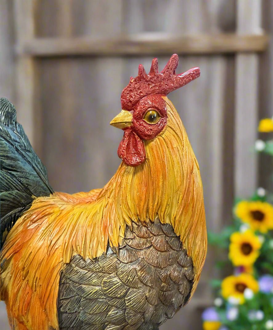 Farmhouse Rooster Figurine - Rustic Farmhouse Decor, Kitchen Accent Piece & Country Style Home Accessory