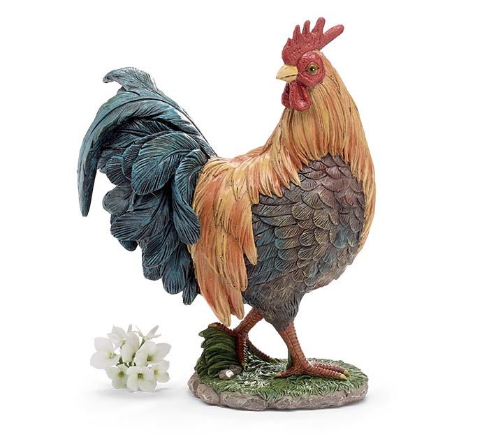 Farmhouse Rooster Figurine - Rustic Farmhouse Decor, Kitchen Accent Piece & Country Style Home Accessory