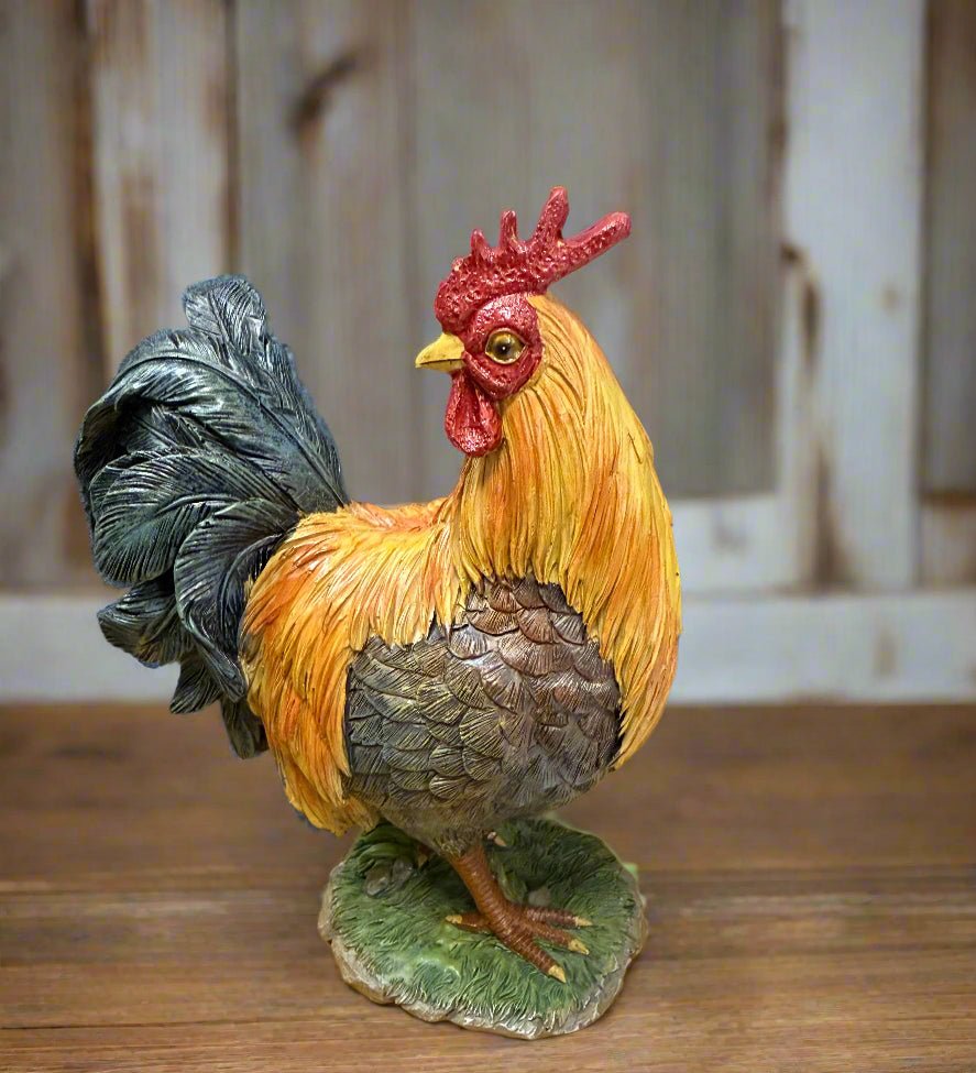 Farmhouse Rooster Figurine - Rustic Farmhouse Decor, Kitchen Accent Piece & Country Style Home Accessory