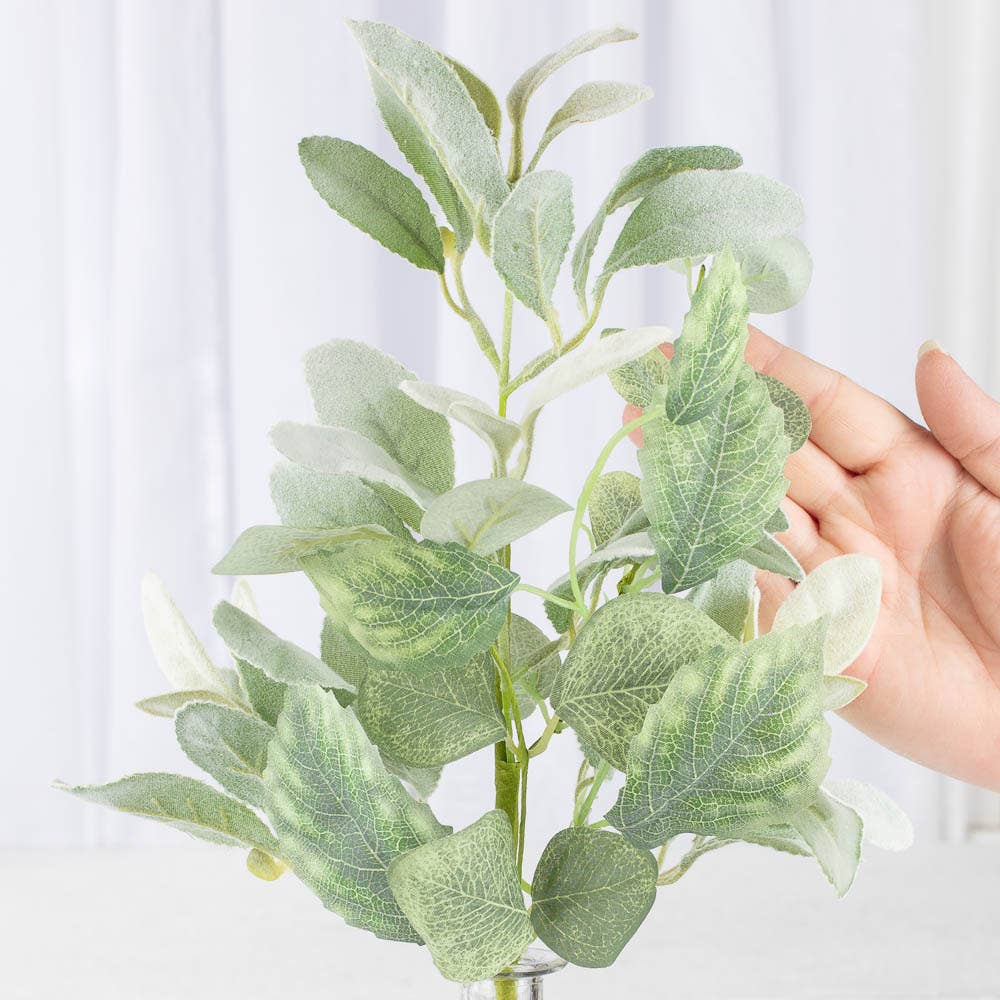 Faux Lambs Ear Artificial Greenery - Realistic Home Decor, Decorative Plants for Wreaths & Centerpieces, Farmhouse Style